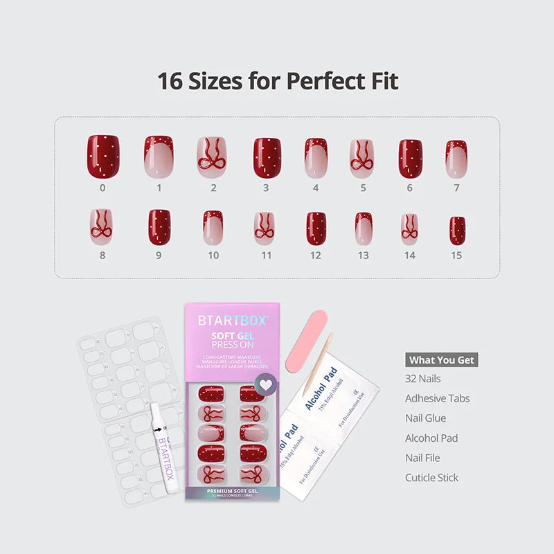 Scarlet Getaway Squoval Nails - Soft Gel Press On