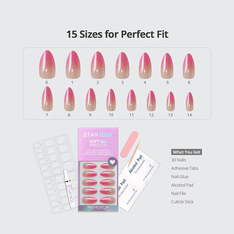 Pink Recharge Almond Nails - Soft Gel Press On