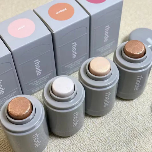 Rhode Shiny Highlight Stick, 4 Colors Glossy Bronzer, Sunlight Pearl Rose Multi-use Makeup Stick for Cheekbone & Lip VXN Beauty
