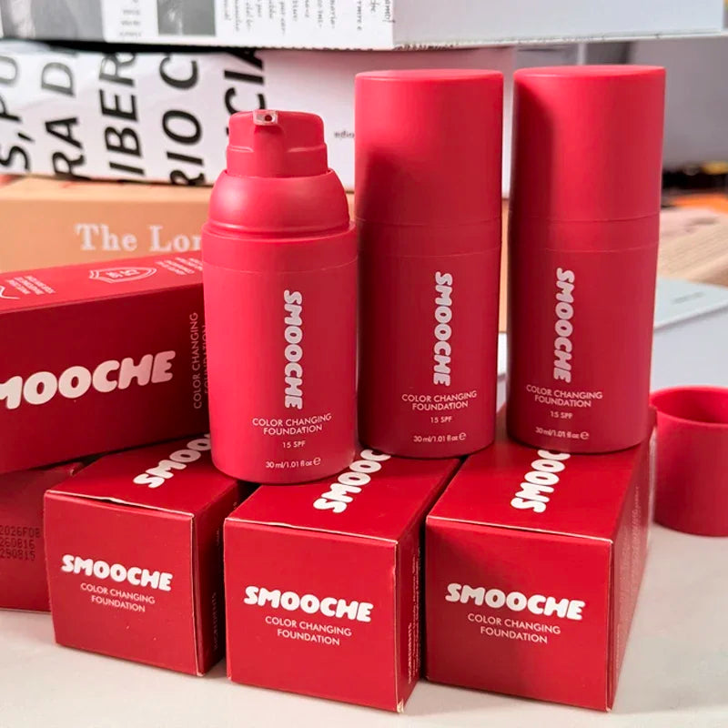 Smooche SPF15 Color Changing Liquid Foundation Lightweight Self Adjusting Skin Tone Match Moisturizing Natural Glow Makeup Base VXN Beauty