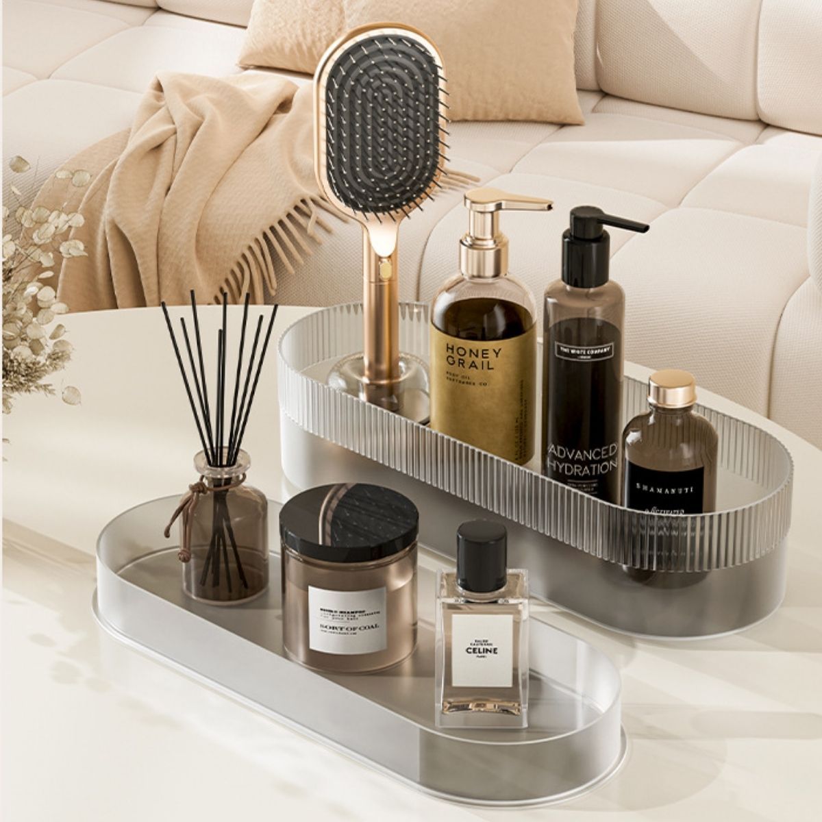 Air Cushion Massage Hair Brush Set with Wall Mount Holder Base - Pink VXN Beauty