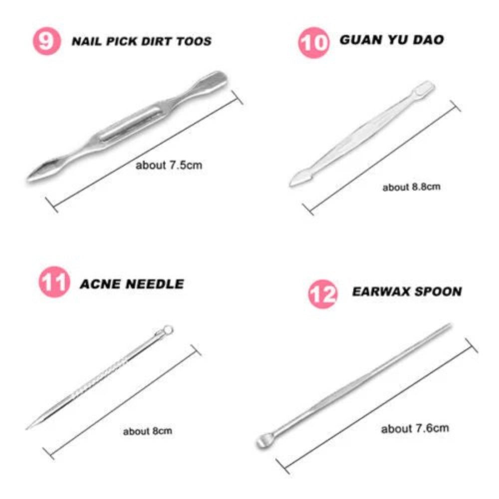 12-Piece Manicure Pedicure Kit, Professional Nail Clipper Grooming Set, White Plaid Case VXN Beauty