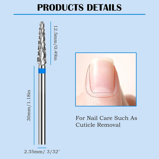 2 Pack 3/32 inch Cuticle Drill Bits, Medium-Grit Carbide Cone Bits for Gel Removal, Dead Skin Cleaning and Electric Nail Drills VXN Beauty