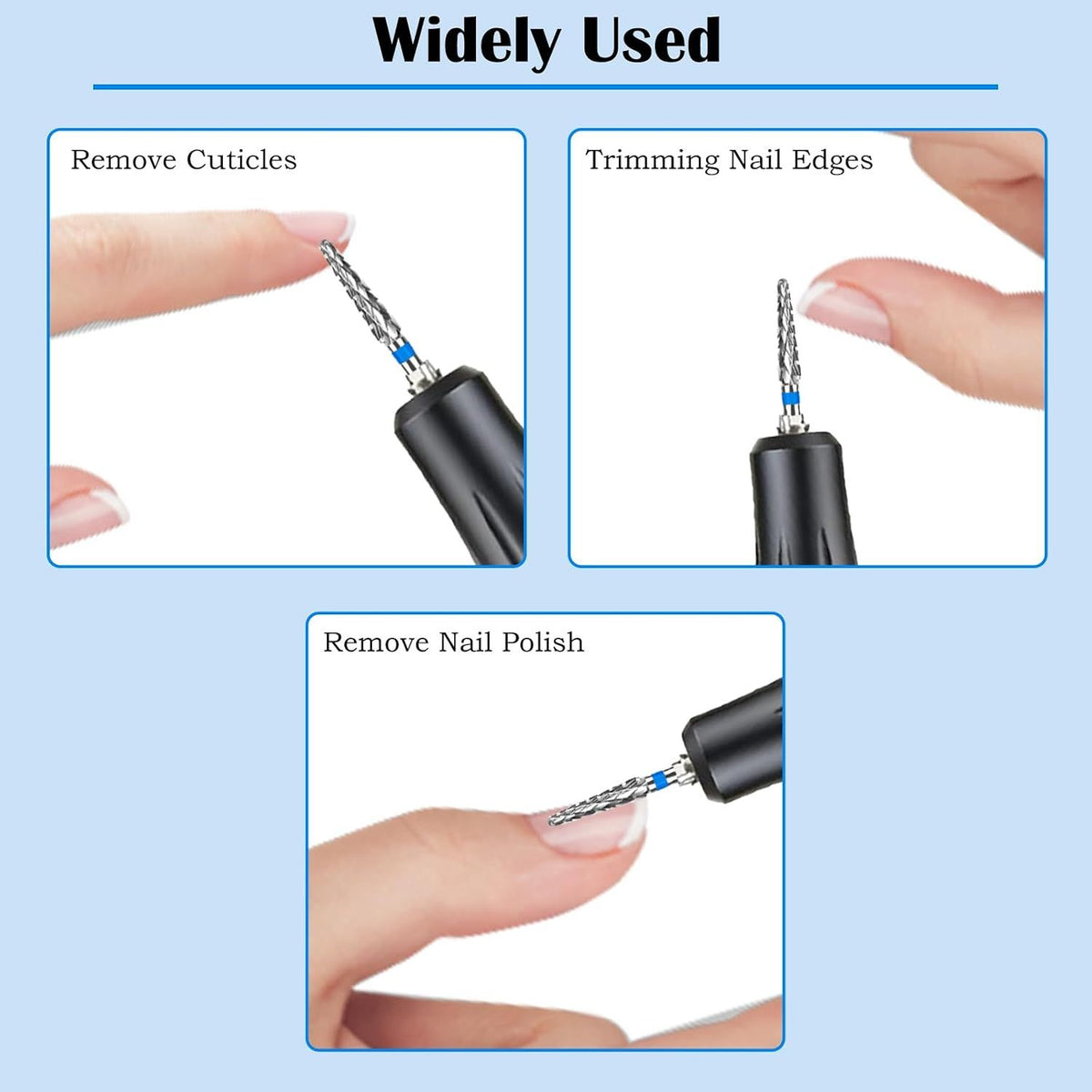 2 Pack 3/32 inch Cuticle Drill Bits, Medium-Grit Carbide Cone Bits for Gel Removal, Dead Skin Cleaning and Electric Nail Drills VXN Beauty