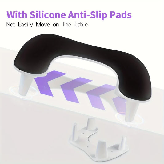 Pink This handheld nail care device integrates a U-shaped pillow and comes with a portable detachable stand. Designed with an inclined PU material and a sturdy base, it is crafted for both comfort and portability. VXN Beauty