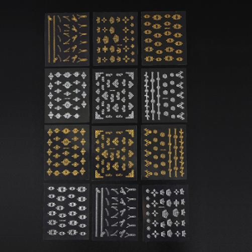 6 Sheets Silver Gold Nail Stickers, 12x4 cm VXN Beauty