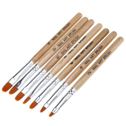 7pcs Acrylic Nail Brushes with Wood Handle VXN Beauty