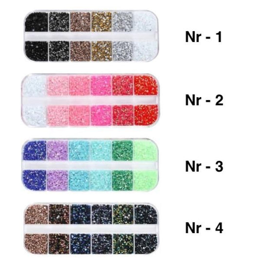 12pcs Rhinestone Nail Decorations in Box, MultiColor, Different Sizes VXN Beauty