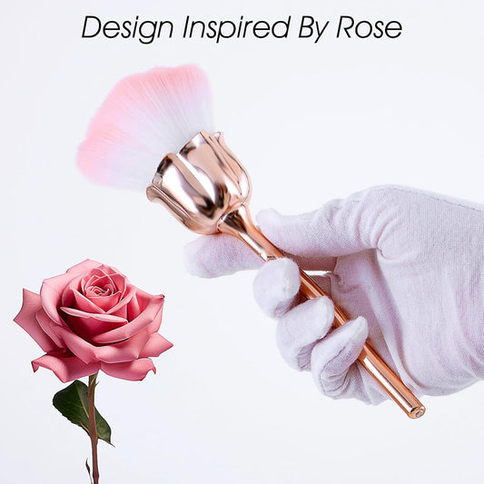 1 PCS Nail Duster Brush Pink Soft Rose Makeup Brushes Acrylic Nail Arts Manicure Dust Cleaner Brush Nails Art Dust Blush Brushes for Nails Trimming Cleaning Salon and Household Use VXN Beauty