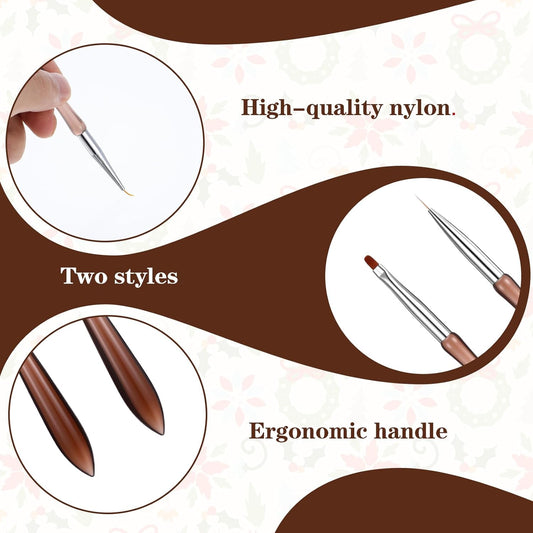 2Pcs Hard Gel Brushes for Nails,Flat Gel Nail Brushes Versatile Nail Design Brush for Petals,Leaves,Flowers Nails Design Tool for DIY Salon VXN Beauty