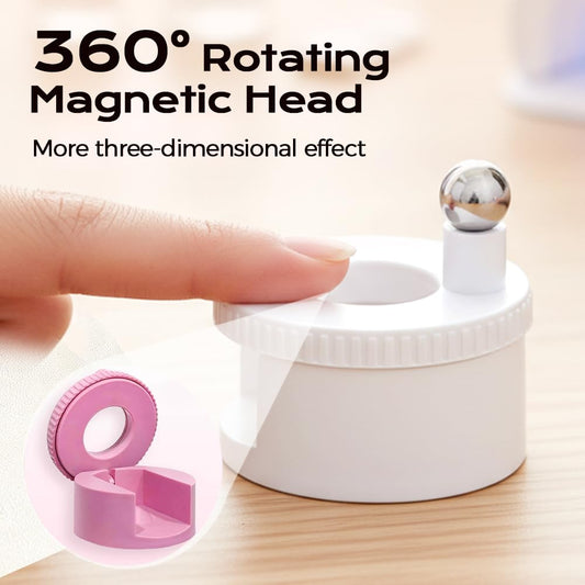 2026 New Rotating Cat Eye Magnet, Beginner-Friendly Nail Tool with Magnetic Force, Easy DIY Glossy Cat Eye Effect (Pink - Steel Ball) VXN Beauty