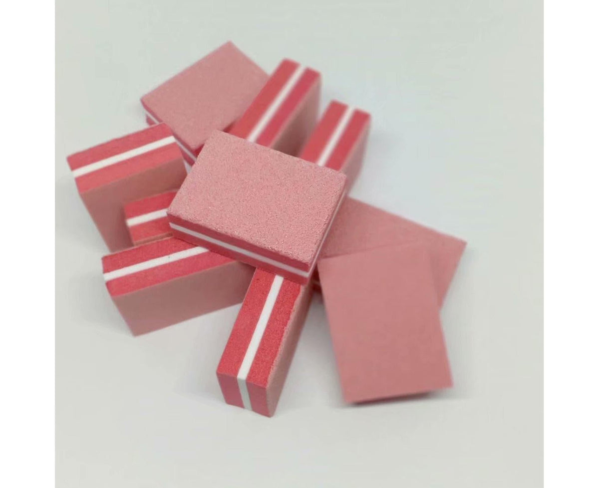 50Pcs / Bag Nail File Mini Multi-function Sponge Manicure Tools Buffer Blocks for Nail-Darkpink VXN Beauty