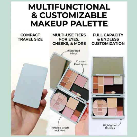 Portable Magnetic Makeup Palette With Mirror, Double-sided Folding, Refillable Eyeshadow Palette with Lid, DIY Eyeshadow Pan Dispensing Storage Box for Lipstick Blush Powder VXN Beauty