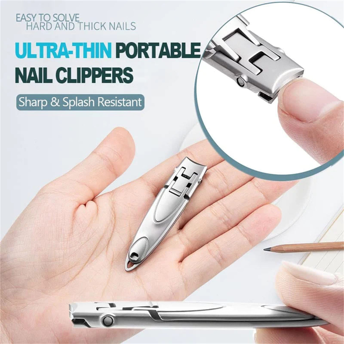 Ultra-Thin Portable Nail Clippers,Anti-Splash Nail Clippers,Nail Tools (silvery) matte black finish that endures years of use VXN Beauty
