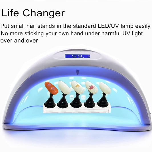 10Pcs Nail Stand for Press on, Fake Acrylic Nail Stand, Nail Display Practice Stands with Magnetic Base, Nail Tip Holders DIY VXN Beauty