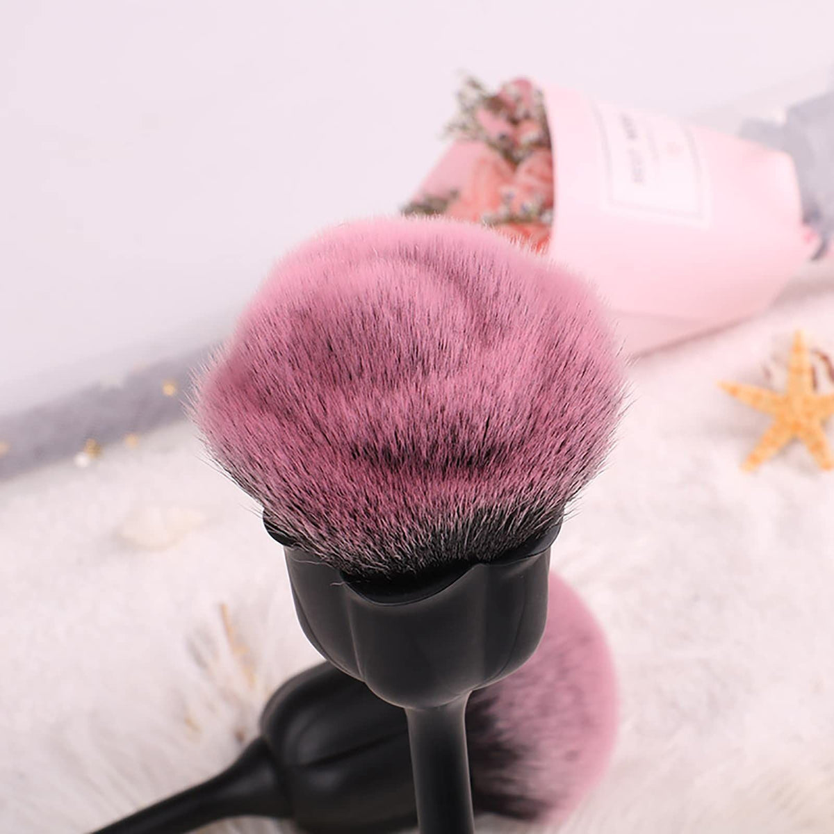 Nail Dust Brush, Fiber Hair Nail Art Brush, Rose Shape Nail Dust Brush for Remove Nail Dust and Powder VXN Beauty