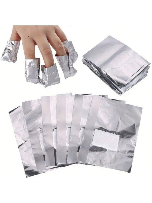 100pcs Aluminum Foil Nail Polish Remover Pads Absorbent Fabric Blocks For Home Manicure Salon Use Remove Gel Polish Acrylic Nails Nail Supplies Tools VXN Beauty