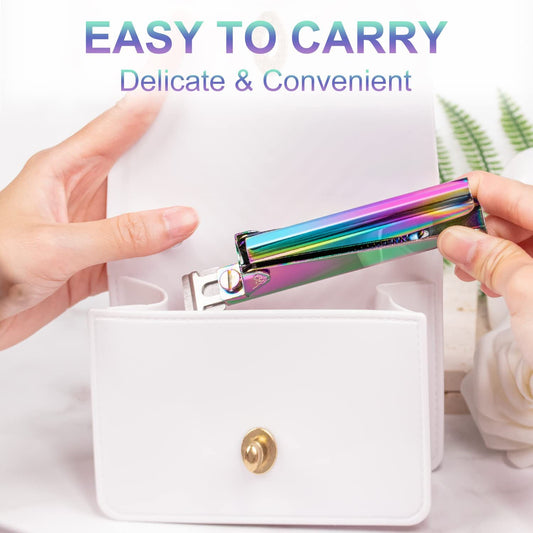 Nail Clippers for Acrylic Nails, Chameleon Premium Metal Acrylic Nail Clippers, Stainless Steel Rainbow Color Trimmer VXN Beauty