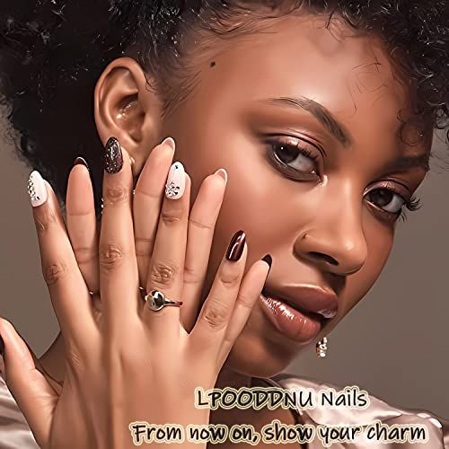 Elegant almond press-on nails for daily occasions, parties, and holiday gatherings (Burgundy) VXN Beauty