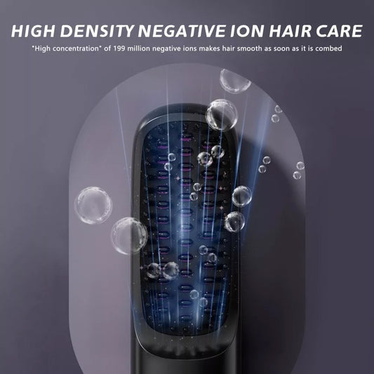 Black Hair Straightener Brush Travel Mini Rechargeable Hair Styler Fast Heating VXN Beauty