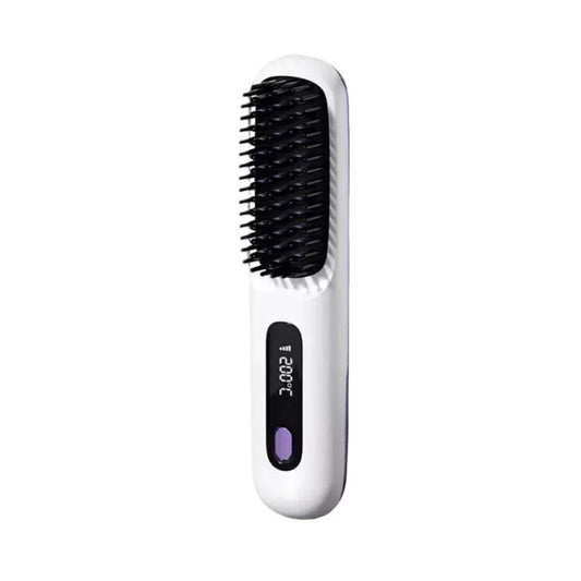 White Hair Straightener Brush Travel Mini Rechargeable Hair Styler Fast Heating VXN Beauty