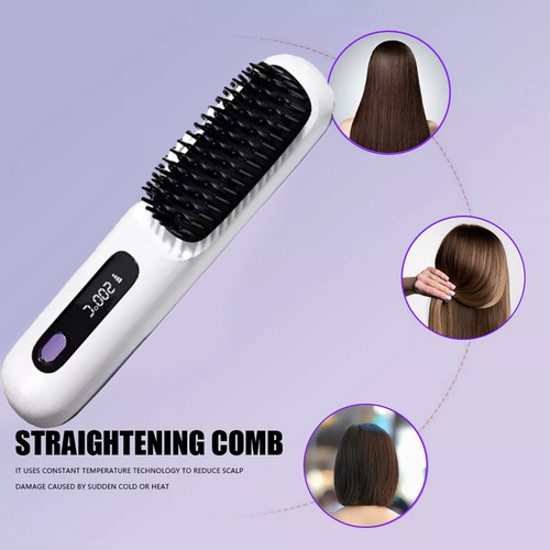 White Hair Straightener Brush Travel Mini Rechargeable Hair Styler Fast Heating VXN Beauty