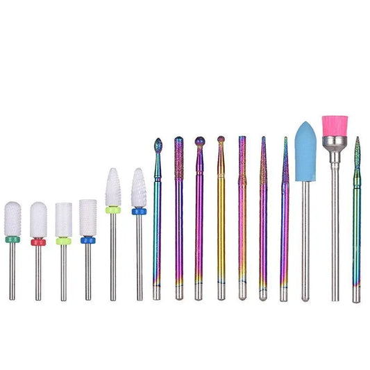 16pcs Ceramic and Tungsten Nail Drill Bit Set for Gel Polish Acrylic Removal VXN Beauty