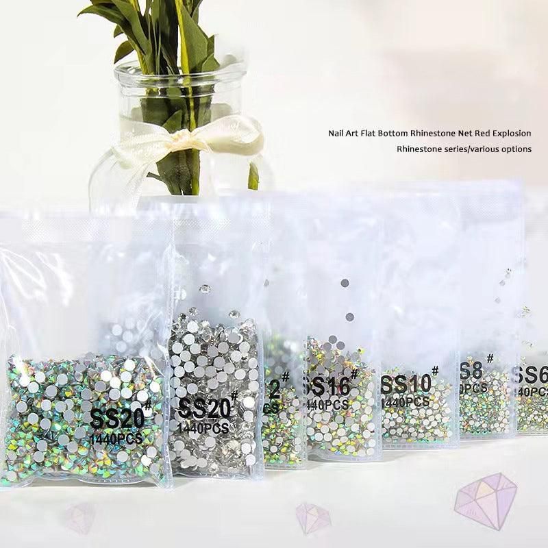 1440Pcs Glitter Rhinestones Crystal Flat Clear Bottom Glass Nail Art Nail Drill - Clear Crystal SS8 VXN Beauty