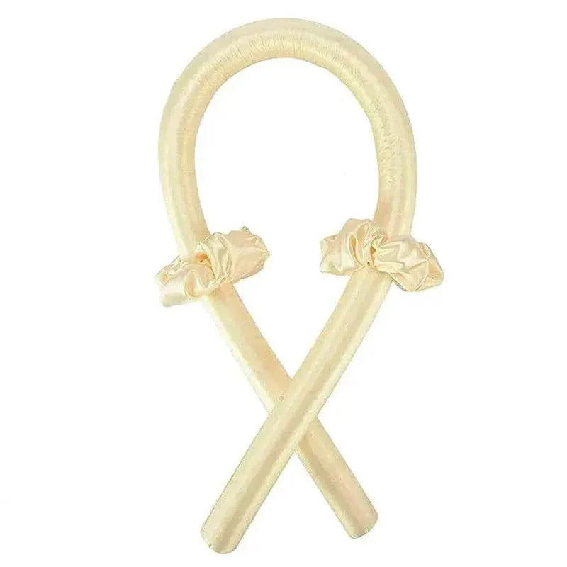 Heatless Curling Rod Headband Silk Curling Ribbon Hair Roller Lazy Curler Sets - 3Pcs/Set A (Beige,No Clip) VXN Beauty