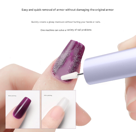 Purple Professional Electric Nail File Kit - Portable USB-C Rechargeable Manicure Drill with 6 Speeds & 5 Heads VXN Beauty