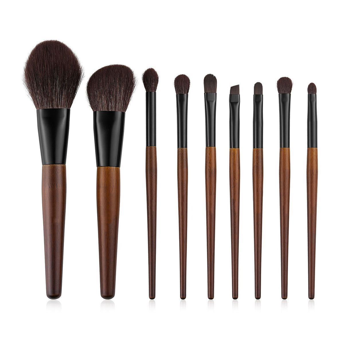 9-Piece Makeup Brush Set for Foundation Blending Eyeshadow, Professional Makeup Brush Kit with Soft Natural Wool & Vegan Synthetic Bristles, Ergonomic Wood Handle, Travel-Friendly Storage Bag VXN Beauty