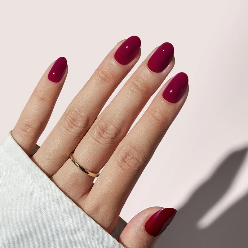 Grape Red Oval Nails - Soft Gel Press On