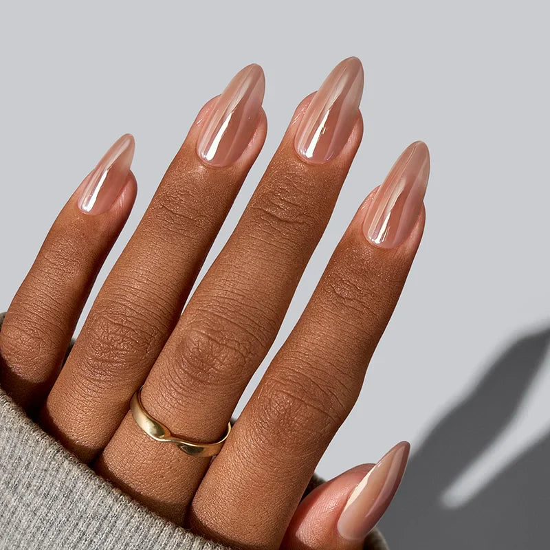 Chocolate Glazed Donut Almond Nails - Soft Gel Press On