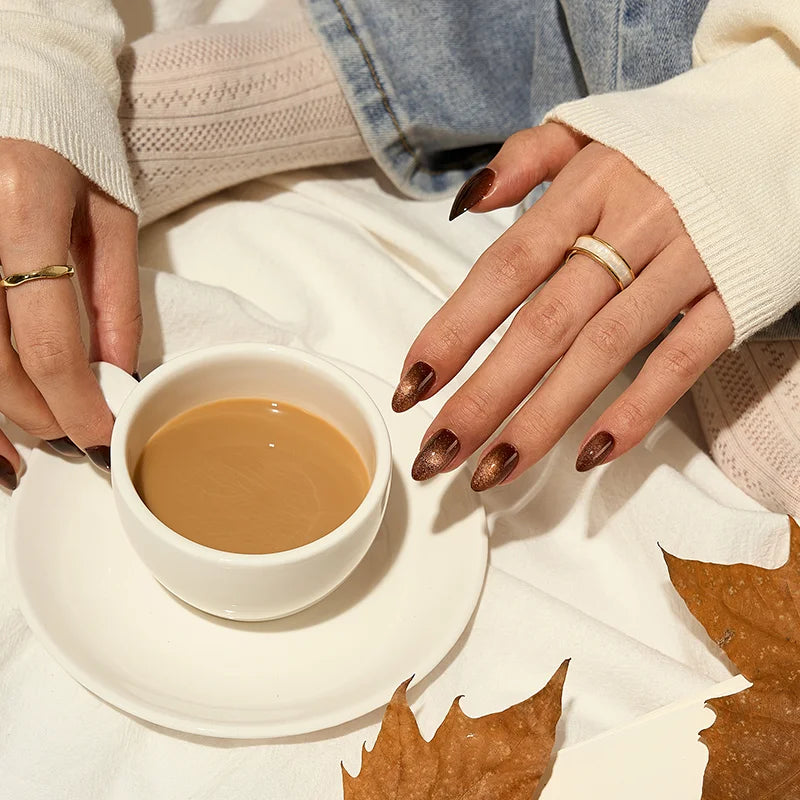 Mocha Hypnotic Almond Nails - Soft Gel Press On