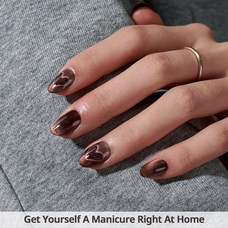 Heart Coffee Art Almond Nails - Soft Gel Press On
