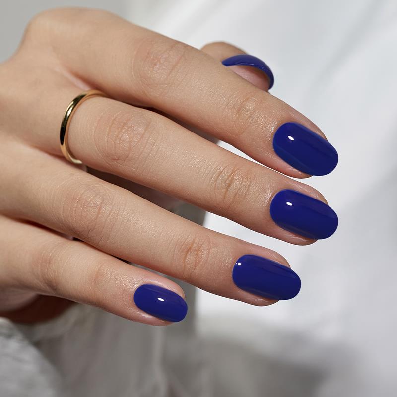 Mystic Navy Blue Oval Nails - Soft Gel Press On