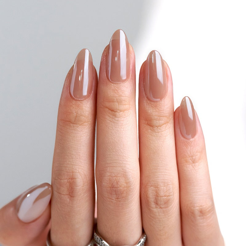 Chocolate Glazed Donut Almond Nails - Soft Gel Press On