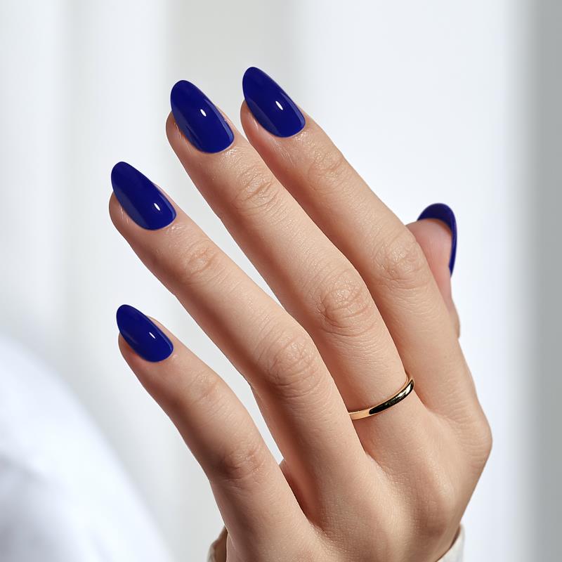 Mystic Navy Blue Oval Nails - Soft Gel Press On