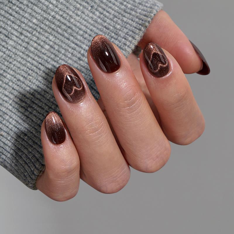 Heart Coffee Art Almond Nails - Soft Gel Press On