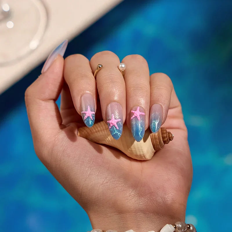 Star Shore Almond Nails - Soft Gel Press On