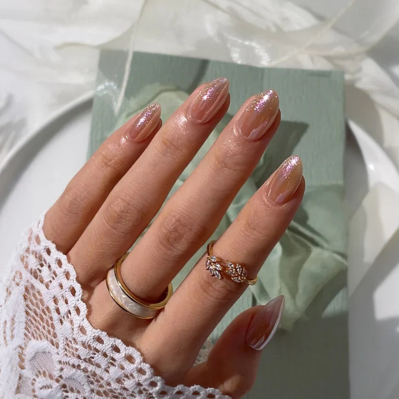 Champagne Mood Almond Nails - Soft Gel Press On