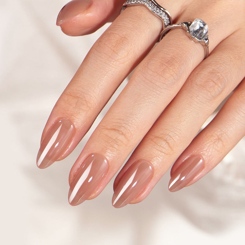 Chocolate Glazed Donut Almond Nails - Soft Gel Press On