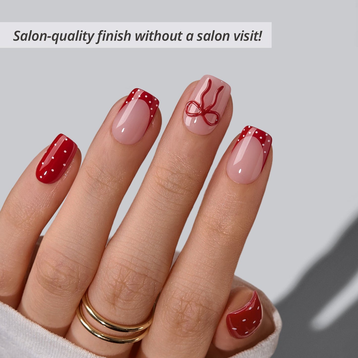 Scarlet Getaway Squoval Nails - Soft Gel Press On