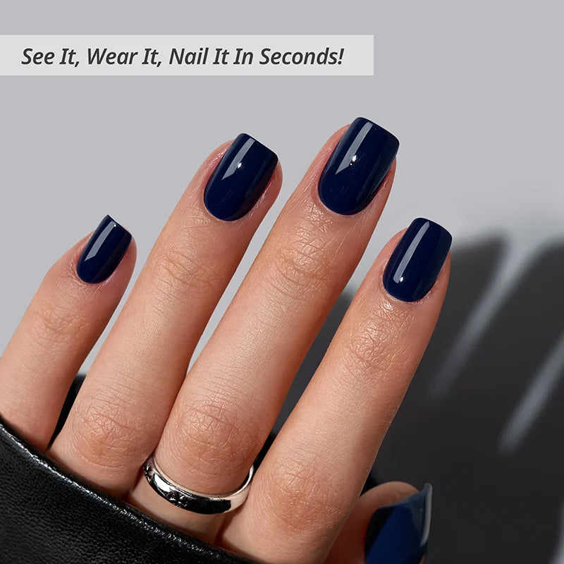 Haunted Sapphire Square Nails - Soft Gel Press On