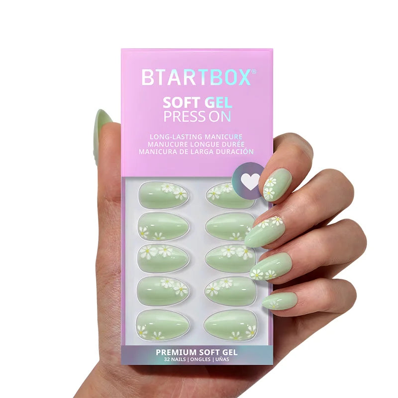 Meadow Daisy Almond Nails - Soft Gel Press On