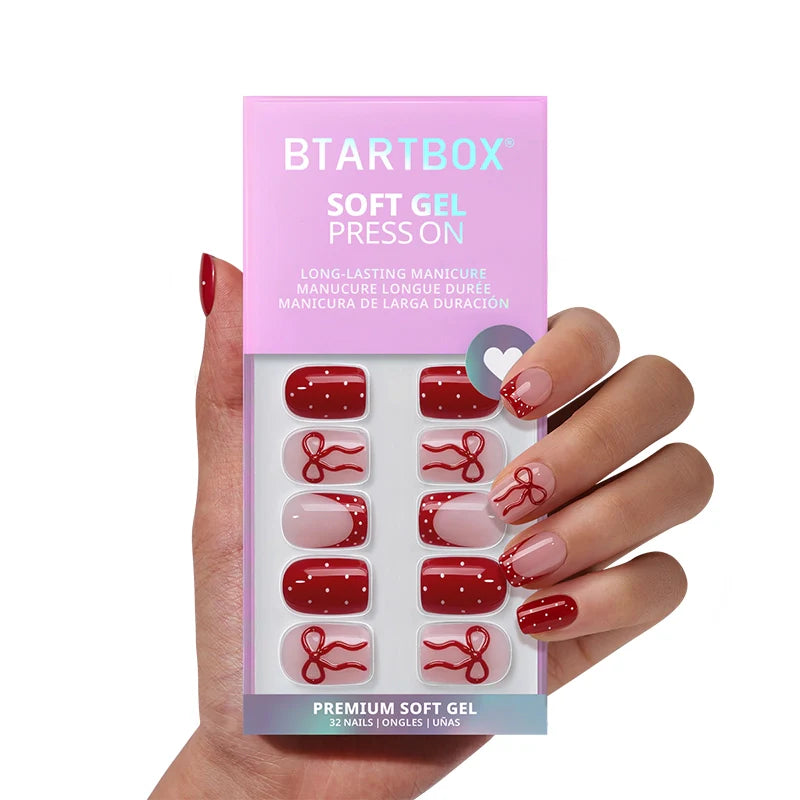 Scarlet Getaway Squoval Nails - Soft Gel Press On