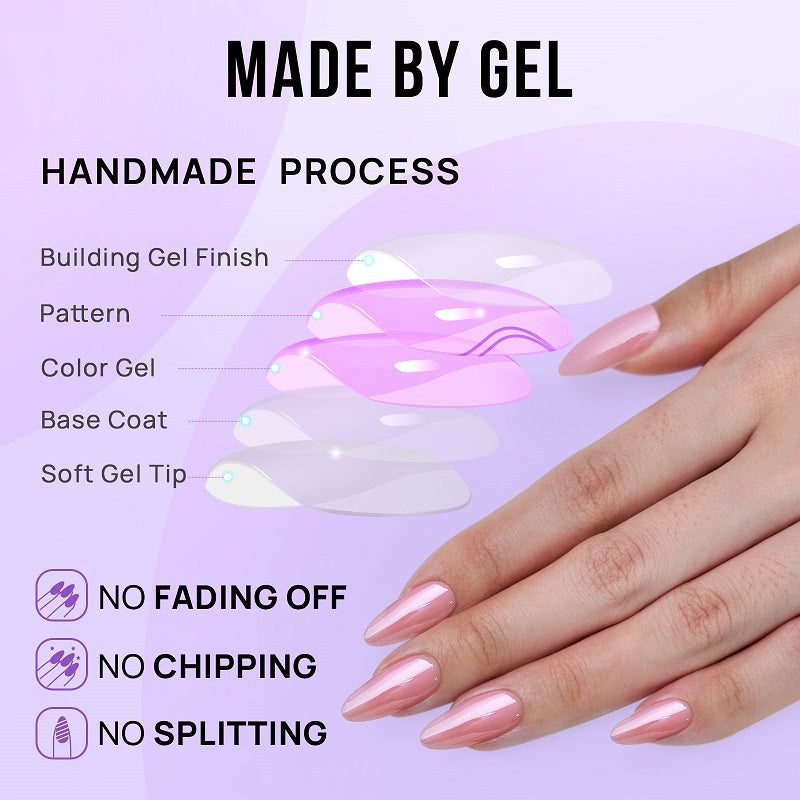 Lotus Glazed Almond Nails - Soft Gel Press On