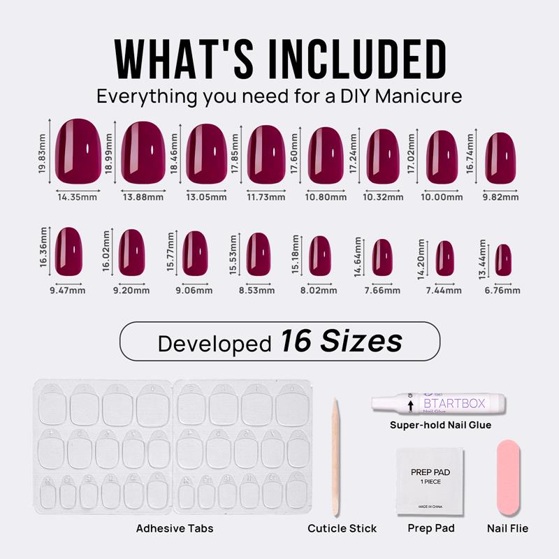 Grape Red Oval Nails - Soft Gel Press On