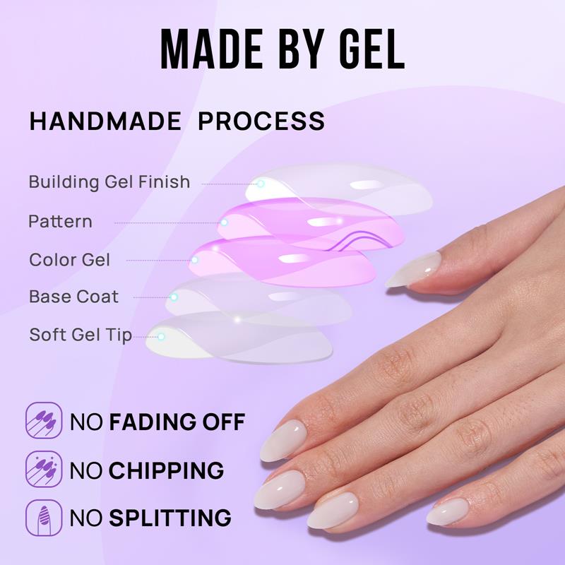 Cream Puff Almond Nails - Soft Gel Press On