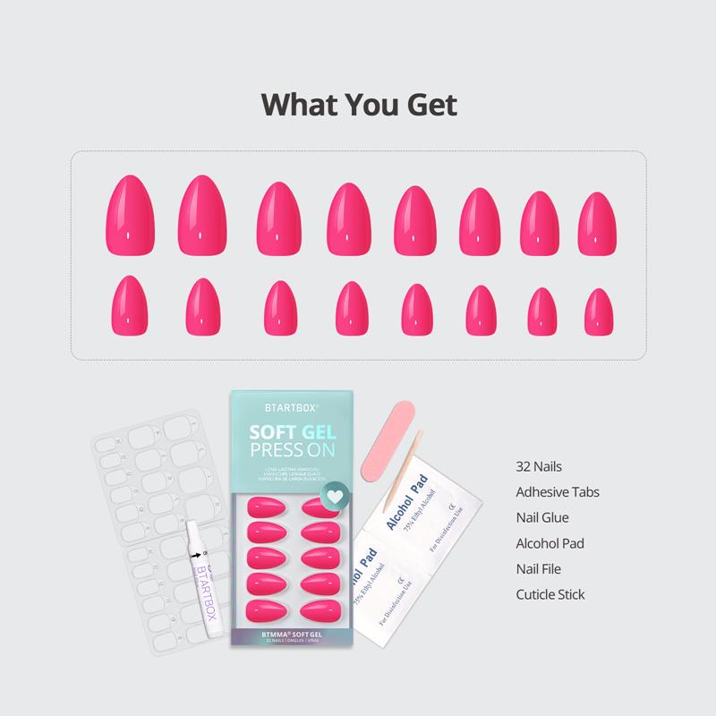 Power Pink Almond Nails - Soft Gel Press On